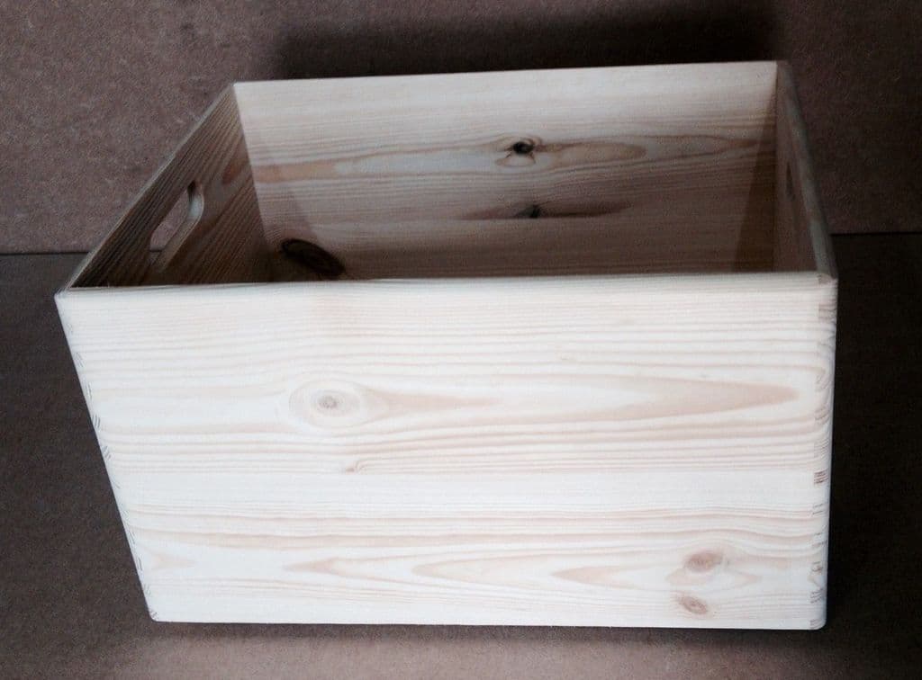Pine wood open box with handles 40x30x23cm DD166 stackable open storage Z2